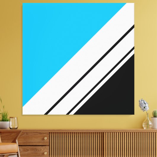 Hedendaagse Zwart Sky Blauw Wit Racing Stripes Canvas Afdruk (Insitu (Woonkamer))