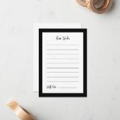 Hedendaagse zwart Time capsule 1e verjaardag Notitiekaartje (Voorkant / Achterkant in situ)