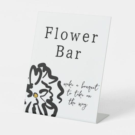 Hedendaagse zwart-wit bloem bar teken reclamebord met voetstuk (Voorkant)