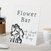 Hedendaagse zwart-wit bloem bar teken reclamebord met voetstuk (Insitu)
