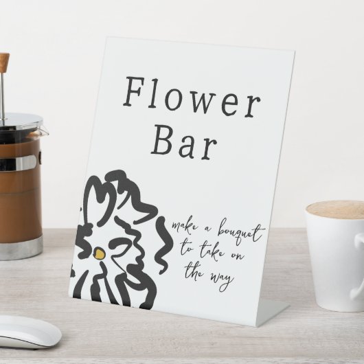 Hedendaagse zwart-wit bloem bar teken reclamebord met voetstuk (Insitu)