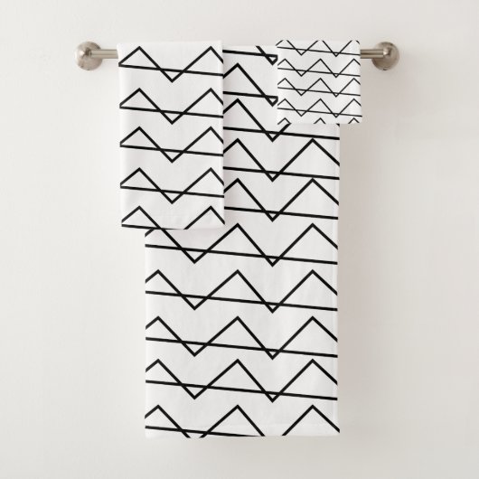 Hedendaagse zwart-wit chevron streep bad handdoek (Insitu)