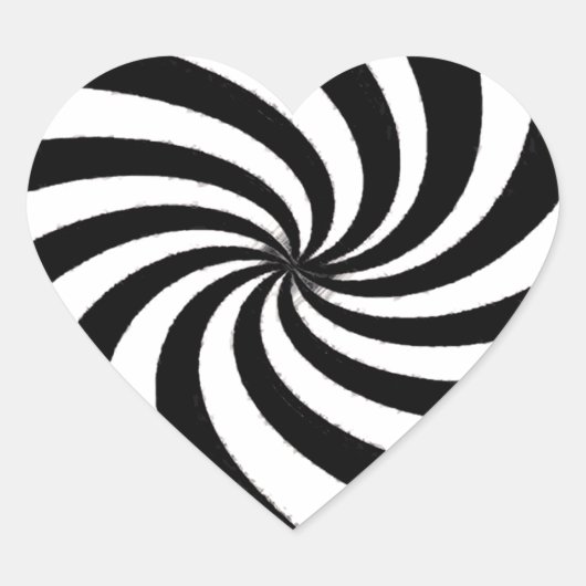 Hedendaagse Zwart & Wit Kunst Hart Sticker (Voorkant)