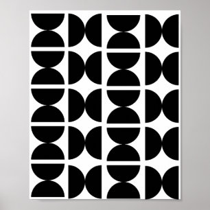 Hedendaagse zwart-wit retro halve maan 70s poster