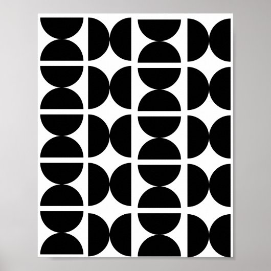 Hedendaagse zwart-wit retro halve maan 70s  poster (Voorkant)