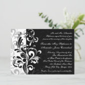 Hedendaagse zwart/wit werveling bruiloft uitnodigi kaart (Staand voorkant)