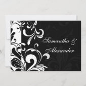 Hedendaagse zwart/wit werveling bruiloft uitnodigi kaart (Achterkant)