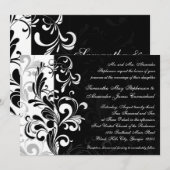 Hedendaagse zwart/wit werveling bruiloft uitnodigi kaart (Voorkant / Achterkant)