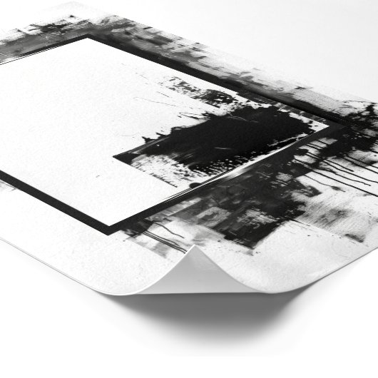 Hedendaagse zwart-witinkt Abstract Poster (Hoek)