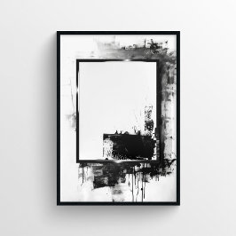 Hedendaagse zwart-witinkt Abstract Poster