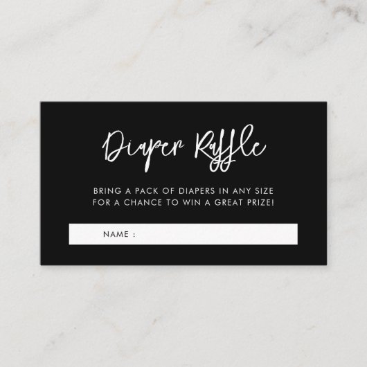 Hedendaagse zwarte Baby showers luierloterij Informatiekaartje (Voorkant)