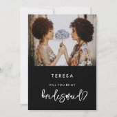 Hedendaagse zwarte bruidsmeisje voorstel foto kaar kaart (Voorkant)