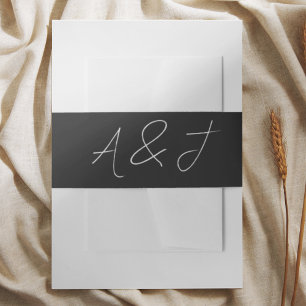 Hedendaagse zwarte bruiloft gunsten uitnodigingen wikkel