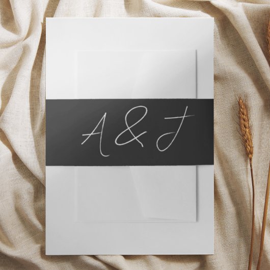 Hedendaagse zwarte bruiloft gunsten uitnodigingen wikkel