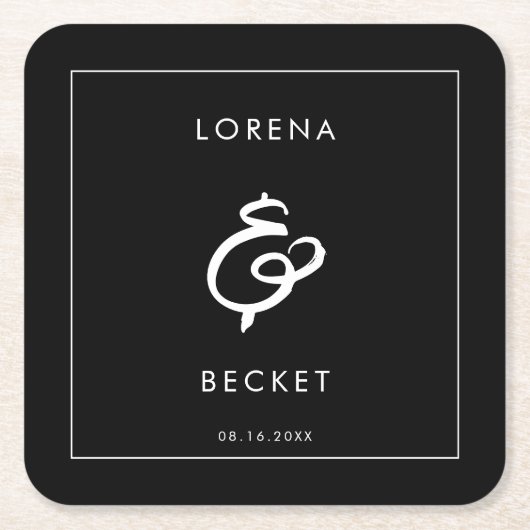 Hedendaagse zwarte bruiloft kartonnen onderzetters (Voorkant)