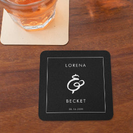 Hedendaagse zwarte bruiloft kartonnen onderzetters