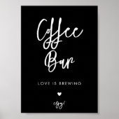 Hedendaagse zwarte bruiloft Koffie Bar teken Poster (Voorkant)