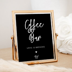 Hedendaagse zwarte bruiloft Koffie Bar teken Poster