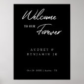 Hedendaagse zwarte bruiloft minimalistisch welkoms poster (Voorkant)