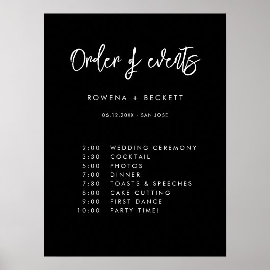 Hedendaagse zwarte bruiloft Orde der gebeurtenisse Poster (Voorkant)