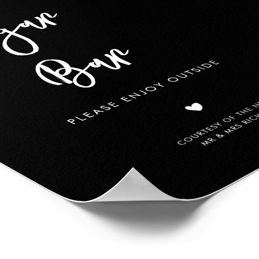 Hedendaagse zwarte bruiloft Sigaar Bar teken Poster (Hoek)