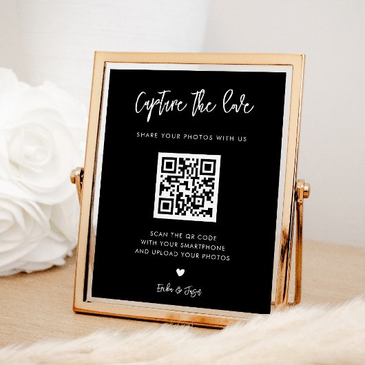 Hedendaagse zwarte bruiloft Vang het liefdesteken Poster