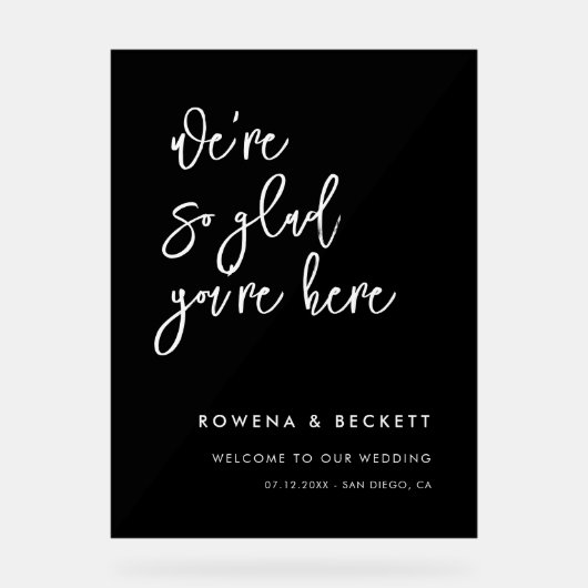 Hedendaagse zwarte bruiloft Zo blij dat je hier be Acryl Bord (Voorkant)