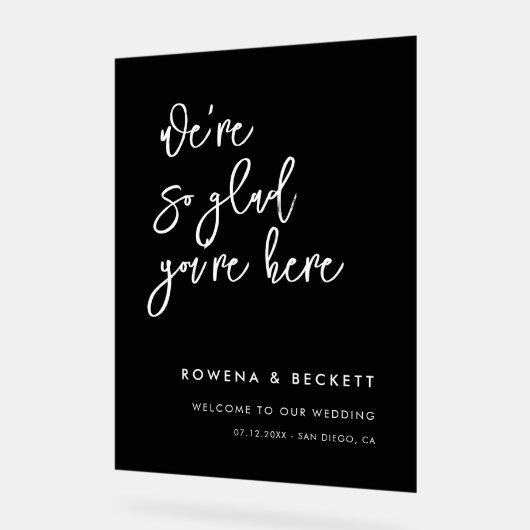 Hedendaagse zwarte bruiloft Zo blij dat je hier be Acryl Bord (Hoek)