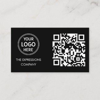Hedendaagse Zwarte Custom Logo met QR Code Square Visitekaartje