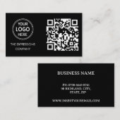 Hedendaagse Zwarte Custom Logo met QR Code Square Visitekaartje (Voorkant / Achterkant)