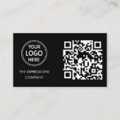 Hedendaagse Zwarte Custom Logo met QR Code Square Visitekaartje (Voorkant)