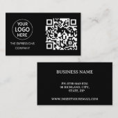 Hedendaagse Zwarte Custom Logo met QR Code Square Visitekaartje (Voorkant / Achterkant)