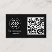 Hedendaagse Zwarte Custom Logo met QR Code Square Visitekaartje (Voorkant)