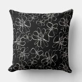 Hedendaagse Zwarte en Witte Bloemenkussen voor Ban Kussen (Voorkant)