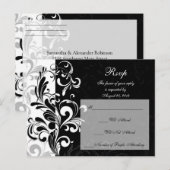 Hedendaagse Zwarte en Witte Draaiing Uitnodiging Briefkaart (Voorkant / Achterkant)