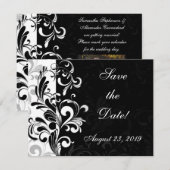 Hedendaagse Zwarte en Witte Draaikolk Save The Date (Voorkant / Achterkant)