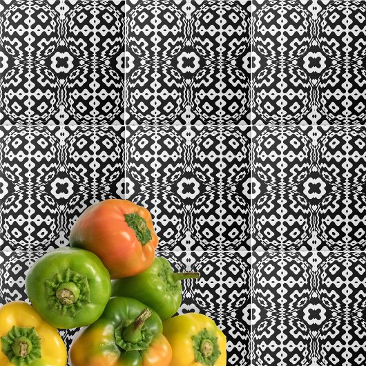 hedendaagse zwarte en witte geometrische kunst tegeltje