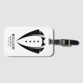 Hedendaagse zwarte en witte smoking bruidsjonker c bagagelabel (Voorkant (horizontaal))