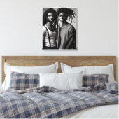 Hedendaagse zwarte liefde canvas afdruk (Insitu (Slaapkamer))