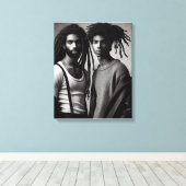 Hedendaagse zwarte liefde canvas afdruk (Insitu (Houten vloer))