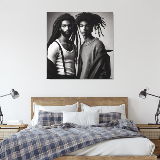 Hedendaagse zwarte liefde canvas afdruk (Insitu (Slaapkamer))