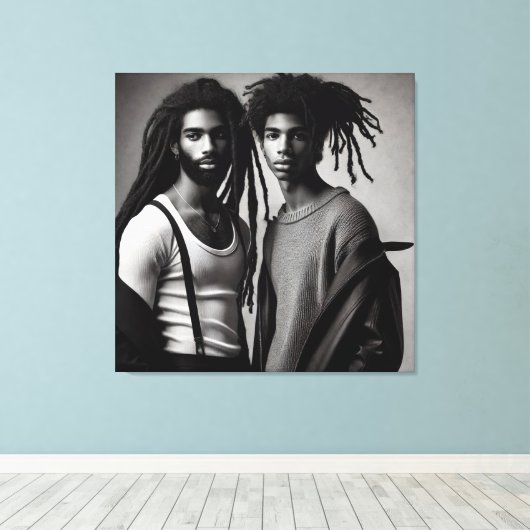 Hedendaagse zwarte liefde canvas afdruk (Insitu (Houten vloer))