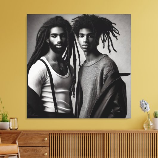 Hedendaagse zwarte liefde canvas afdruk (Insitu (Woonkamer))