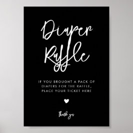 Hedendaagse zwarte luier Raffle teken Poster