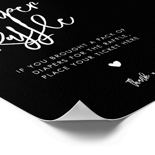 Hedendaagse zwarte luier Raffle teken Poster (Hoek)