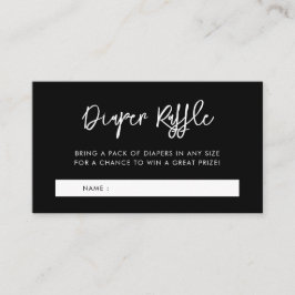 Hedendaagse zwarte luier raffle voor baby shower informatiekaartje