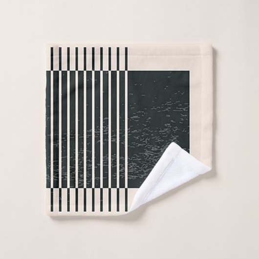 "Hedendaagse zwarte piping" badhanddoek set Bad Handdoek (Wasdoekje)