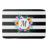 hedendaagse zwarte strepen - Floral monogram Badmat (Voorkant)