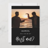 Hedendaagse zwarte trouwkaart voor beste man kaart (Voorkant)