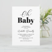 Hedendaagse Zwarte Witte Baby Shower Kaart (Staand voorkant)